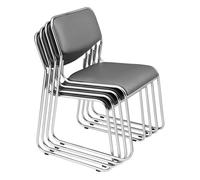 pro.tec Juego de 4 Sillas de Conferencia Apilables Silla de Oficina de Cuerpo Sintético con Respaldo para Salas de Reunión Salas de Espera Metal Cromado 77 x 51 x 55 cm - Gris