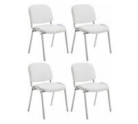 CLP Set De 4 Sillas Ken Cromadas En Polipiel para Eventos I Sillas Apilables con Base Metálica Sin Reposabrazos, Color:Blanco