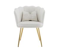 Set de 4 sillas modernas de terciopelo - sillas de salón, sillas con respaldo en forma de pétalos, patas metálicas doradas, cojín en forma de mariposa - beige