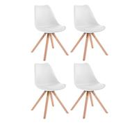 Set de 4 sillas para comedor toulouse square en polipiel simil cuero blanco 55.5x47.5x83 cm