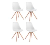 Set de 4 sillas para visitas toulouse rund en polipiel simil cuero blanco 56x48x83 cm