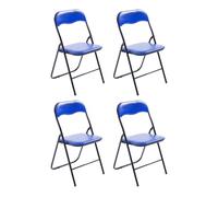Set de 4 sillas plegables felix simil cuero (pvc) azul/negro 45x45x78 cm