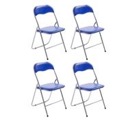 Set de 4 sillas plegables felix simil cuero (pvc) azul/plateado 45x45x78 cm
