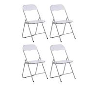 Set de 4 sillas plegables felix simil cuero (pvc) blanco/plateado 45x45x78 cm
