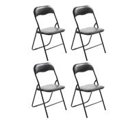 Set de 4 sillas plegables felix simil cuero (pvc) negro/negro 45x45x78 cm