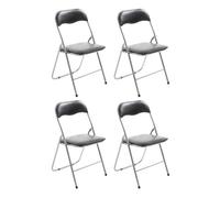 Set de 4 sillas plegables felix simil cuero (pvc) negro/plateado 45x45x78 cm