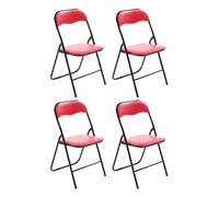 CLP Set De 4 Sillas Plegables Felix con Estructura De Metal I Juego De 4 Sillas De Conferencia Acolchada & Plegable, Color:Rojo/Negro
