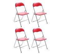 Set de 4 sillas plegables felix simil cuero (pvc) rojo/plateado 45x45x78 cm