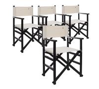 Set de 4 sillones director plegables estructura color wengué con lona color crudo fabricada en madera de haya de primera calidad scalpers