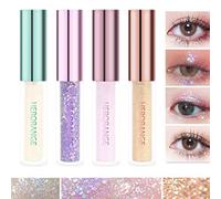 Set de 4 sombras de ojos líquidas con purpurina, sombra de ojos metálica con brillo de diamante, regalo de maquillaje de ojos líquido de larga duración para niñas y mujeres