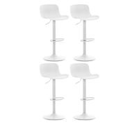 CLP Set de 4 taburetes de Bar Almada en Polipropileno con reposapiés & Respaldo I Sillas giratorias con Base metálica, Color:Blanco