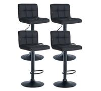 CLP Set De 4 Taburetes De Bar Feni En Polipiel I Sillas De Cocina De Altura Ajustable & Giratorias I Butacas con Base Metálica, Color:Negro, Material del Soporte:Negro Mate Metal
