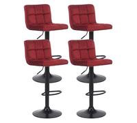 Set de 4 taburetes de bar feni en terciopelo rojo 40x40x85 cm