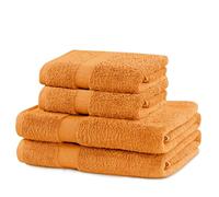 Set de 4 toallas DecoKing 100% algodón, calidad 525 g/m², 2 toallas de mano de 50x100 cm y 2 toallas de baño de 70x140 cm, color naranja, modelo Marina