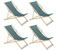 Set de 4 tumbonas para playa y jardin turquesa madera de haya natural confort
