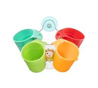 Set de 4 Vasos de Baño Interactivos Bebé A partir de 10 Meses | Sophie regadera | libro 8 páginas | 3 juguetes | red almacenaje | desarrollo acuático | juguete baño | regalo nacimiento