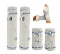 Set de 4 Vendajes Médicos Elásticos con Clips Metálicos, 7,5 cm/15 cm x 4,5 m - Vendaje Hipoalergénico de Crepé para Lesiones Deportivas, Abrasiones y Cuidados Postoperatorios