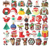 Set de 40 dijes navideños para zapatos con temática de Navidad, con Papá Noel, renos, muñecos de nieve y árbol de Navidad, perfectos para zapatillas y pulseras como regalos de