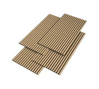 NEU.HOLZ Set de 4x Paneles de Pared 3D Vang Acústicos Revestimiento de Paredes Listones Decorativos en MDF y Fieltro 120 x 60 x 2 cm (2,88 m²) - Roble Claro