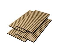 NEU.HOLZ Set de 4x Paneles de Pared 3D Vang Acústicos Revestimiento de Paredes Listones Decorativos en MDF y Fieltro 120 x 60 x 2 cm (2,88 m²) - Roble Oscuro