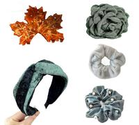Set de 5 Accesorios para el Cabello: Horquillas Florales de Colores, Gomas con Perlas y Diadema con Pedrería