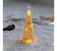 Set de 5 Árboles de Mercurio Iluminados Colección BFF, Figuras de Centro de Mesa con Iluminación Dorada, Árboles de Navidad de Vidrio de Mercurio con Temporizador LED, para Mesa (B)