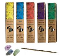 Set de 5 Cajas de Incienso Artesanal - Palo Santo, Copal, Frankincense, Lavanda y Ruda - Inciensos Naturales Hechos a Mano para Limpieza Energética, Aromaterapia y Meditación
