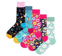 Set de 5 Calcetines Altos Unisex: Beso, Calaveras, Nubes, Bubble y Cascaras Talla 37-44