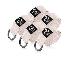 Set de 5 Correas Yoga 2,4 m - Cinturón de Estiramiento Ajustable para Pilates y Stretching, Mejora Flexibilidad y Movilidad, eBook de Ejercicios Incluido. 5 Pack Yoga Straps for flexibility.