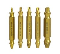 Set de 5 Extractores de Tornillos Dorados - Kit Profesional para Remover Tornillos Dañados, Compatible con Todos los Taladros, Fabricado en Acero HSS 4341, Incluye Estuche de Plástico para Transporte