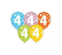 Set de 5 globos de colores con lunares y número - 4
