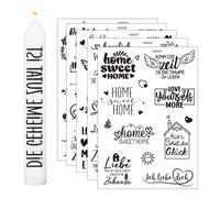 Set de 5 Hojas de Tatuajes para Velas Temática Familia y Amor, Calcomanías de Transferencia de Agua para Decoración de Velas DIY y Tazas de Cerámica, Pegatinas para Regalos Personalizados