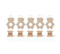 Set de 5 kits DIY de llavero de cuero: bonito llavero de cuero con forma de oso para decorar bolsos y prendas; incluye hilo de cuero y hebillas; kit de manualidades hecho a mano (Rosada)