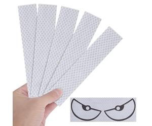 Set de 5 Pegatinas Reflectantes + Ojos Decorativos,Cinta Reflectante Diamante Autoadhesiva Impermeable Alta Visibilidad pulgadas para reflectores Para Coche Moto Casco Mochila Bicicleta 3,2 x 15,2 cm