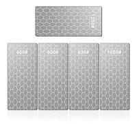 Set de 5 piedras de afilar de diamante, con placas de grano extrafino y grueso, incluye base antideslizante, granulaciones 400, 600, 800, 1000 y 1200