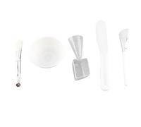Set de 5 piezas para mezclar mascarillas faciales: Kit de herramientas DIY con brocha de silicona, brocha suave, cuenco mezclador, espátula y taza medidora.