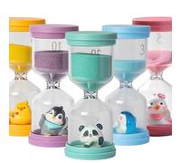 Set de 5 Relojes de Arena Coloridos con Diferentes Animales. Temporizador Visual para niños de 3/5/10/15/30 Minutos. Útil para la Vida, el Aprendizaje, la Cocina y los Juegos de los niños.