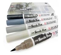 Set De 5 Royal Talens Ecoline Líquido Acuarela Dibujo Rotuladores Pincel - Gris