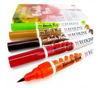 Set De 5 Royal Talens Ecoline Líquido Acuarela Dibujo Rotuladores Pincel - Otoño