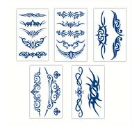 Set de 5 tatuajes temporales temáticos de que incluyen una corona de , y diseños impermeables para corporal en la cintura y brazos para hombres y mujeres