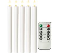 Set de 5 velas led de cera real, blanco, incluye mando a distancia, co