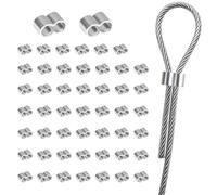 Set de 50 Abrazaderas de Cable de Aluminio 10mm, Virolas de Aluminio Manguitos de Engarce para Cuerda de 10mm-11mm, Ideal para Cables de Acero, Tendederos y Colgar Cuadros, Casquillos Resistentes