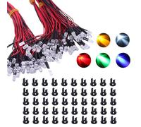 Set De 50 Diodos LED Pre-cableados De 5 Mm DC 12 V - Iluminación Multicolor (Blanco, Rojo, Azul, Verde, Amarillo) Para Proyectos De Modelismo Y Decoración Led Precableado Redonda Bulbo