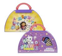 Set de 50 Piezas para Colorear de Gabby's Dollhouse - Incluye Rotuladores, Acuarelas y Lapiceros de Colores - Con Tijeras y Regla para Manualidades - Producto Original Diseñado en España