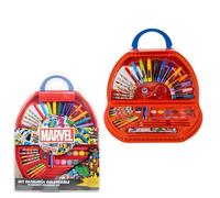 Set de 50 Piezas para Colorear de Marvel - Incluye Rotuladores, Acuarelas y Lapiceros de Colores - Con Tijeras y Regla para Manualidades - Producto Original Diseñado en España