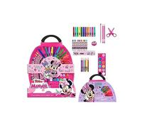 Set de 50 Piezas para Colorear de Minnie Mouse - Incluye Rotuladores, Acuarelas y Lapiceros de Colores - Con Tijeras y Regla para Manualidades - Producto Original Diseñado en España