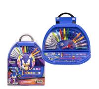 Set de 50 Piezas para Colorear de Sonic - Incluye Rotuladores, Acuarelas y Lapiceros de Colores - Con Tijeras y Regla para Manualidades - Producto Original Diseñado en España