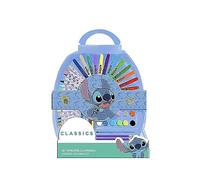 Set de 50 Piezas para Colorear de Stitch - Incluye Rotuladores, Acuarelas y Lapiceros de Colores - Con Tijeras y Regla para Manualidades - Producto Original Diseñado en España