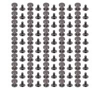 Set de 50 Remaches de Tornillo con Cabeza Plana, 8mm, Aleación de Zinc - Durabilidad Superior, Fácil Instalación, para Cuero y Manualidades (Gris)