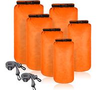 Set de 6 Bolsas Impermeables Herméticas Ligeras Saco Seco Sumergible con Sacos de 20 L 15 L 10 L 8 L 5 L 3 L y Correa de Hombro Larga Ajustable para Acampar Kayak Deriva (Naranja)